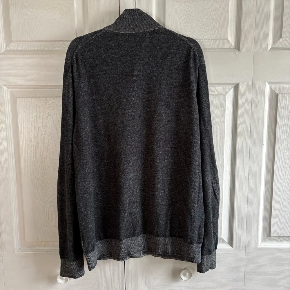 Banana Republic XL Charcoal Gray Cardigan Mock‎ Neck Button Down Academia Career